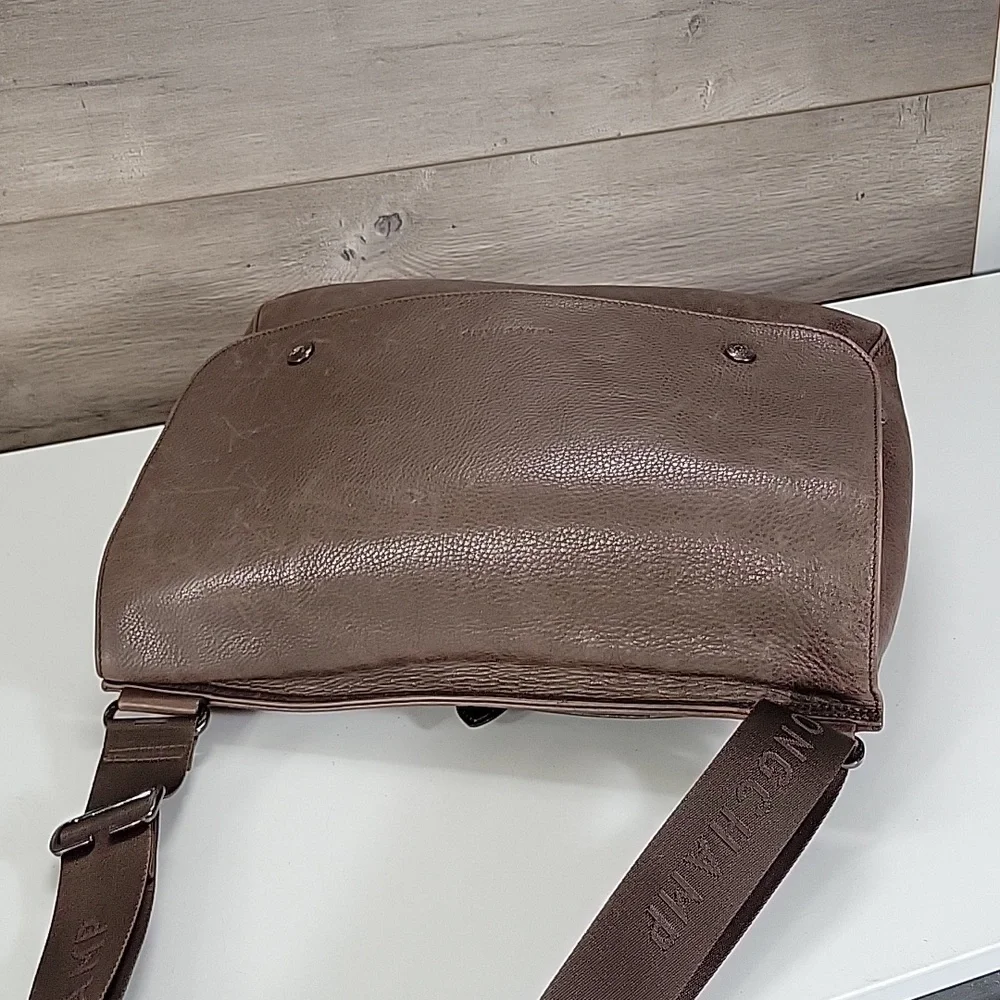 Longchamp Brown Leather Messenger Crossbody Bag